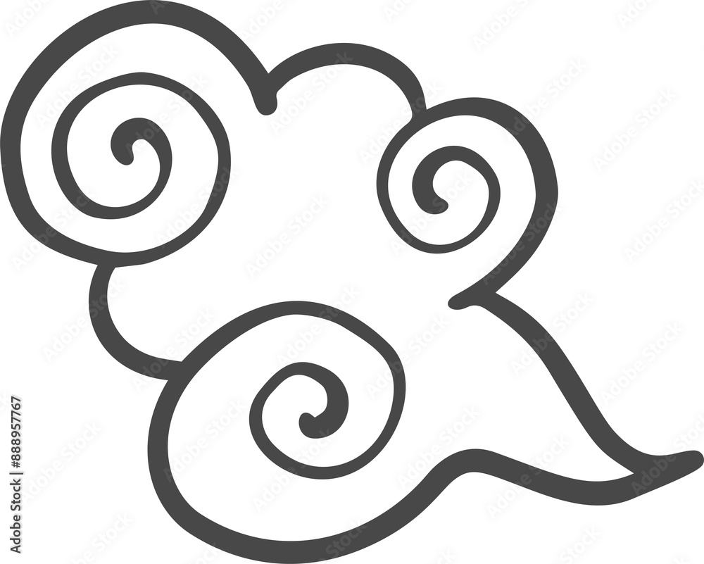 Chinese Asian cloud. Japanese style sky element. Outline smoke and wind . Traditional eastern decoration. Hand drawn illustration Chinese Asian cloud. Japanese style sky element. Outline smoke and wind . Traditional eastern decoration. Hand drawn illustration