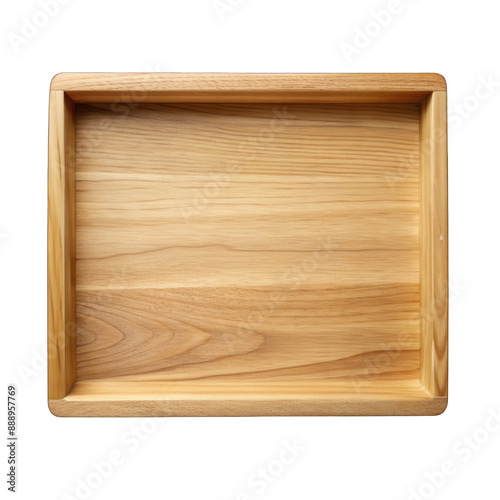 Wooden tray top view isolated on transparent background