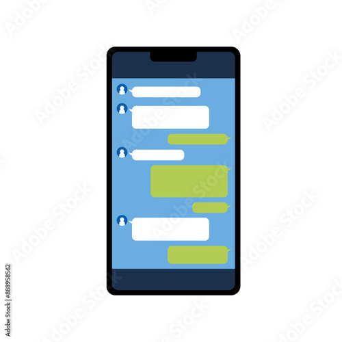 SNSアプリの画面が表示されたスマートフォンのイラスト