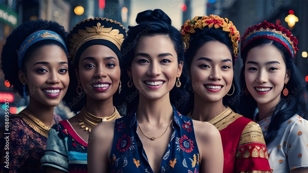 Multicultural Group Portrait: Symbolizing Global Harmony, Celebrating ...