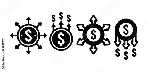diversification market icon vector deisgn black white color simple illustration set isolated