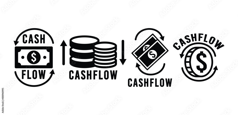 cash flow money icon symbol sign vector design black white color simple illustration set isolated cash flow money icon symbol sign vector design black white color simple illustration set isolated