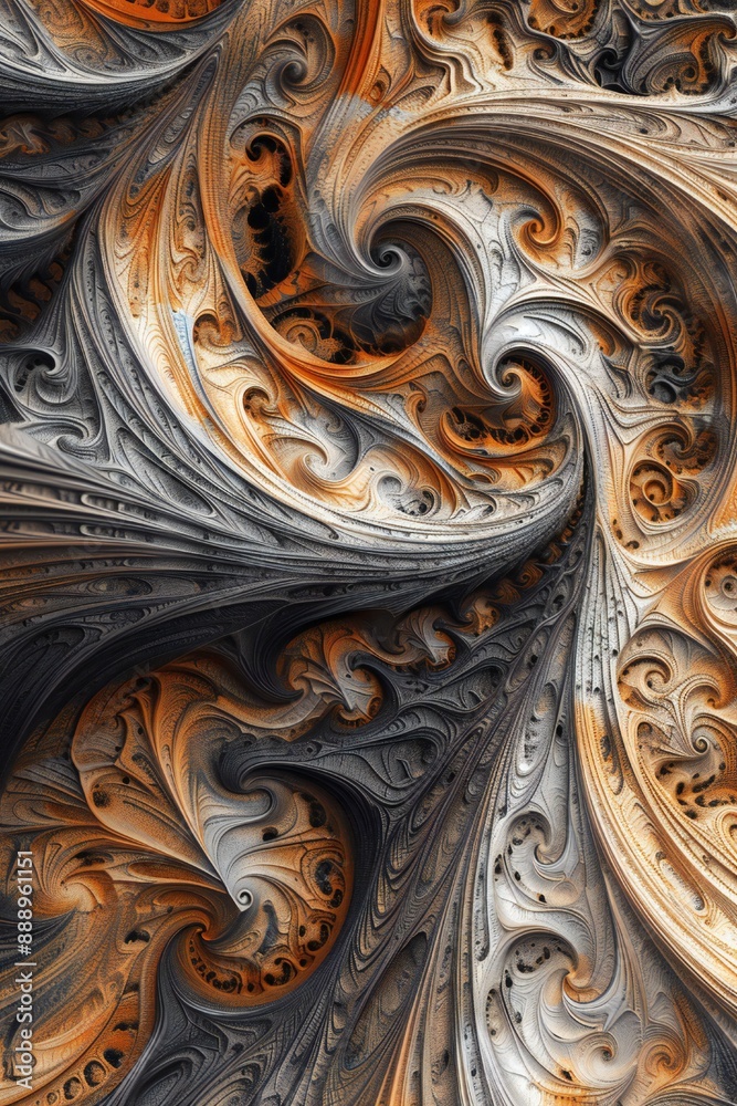 Infinite fractal wood background Generative Ai