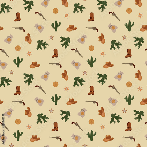 Seamless pattern with cowboys. Design for fabric, textile, wallpaper, packaging.	
