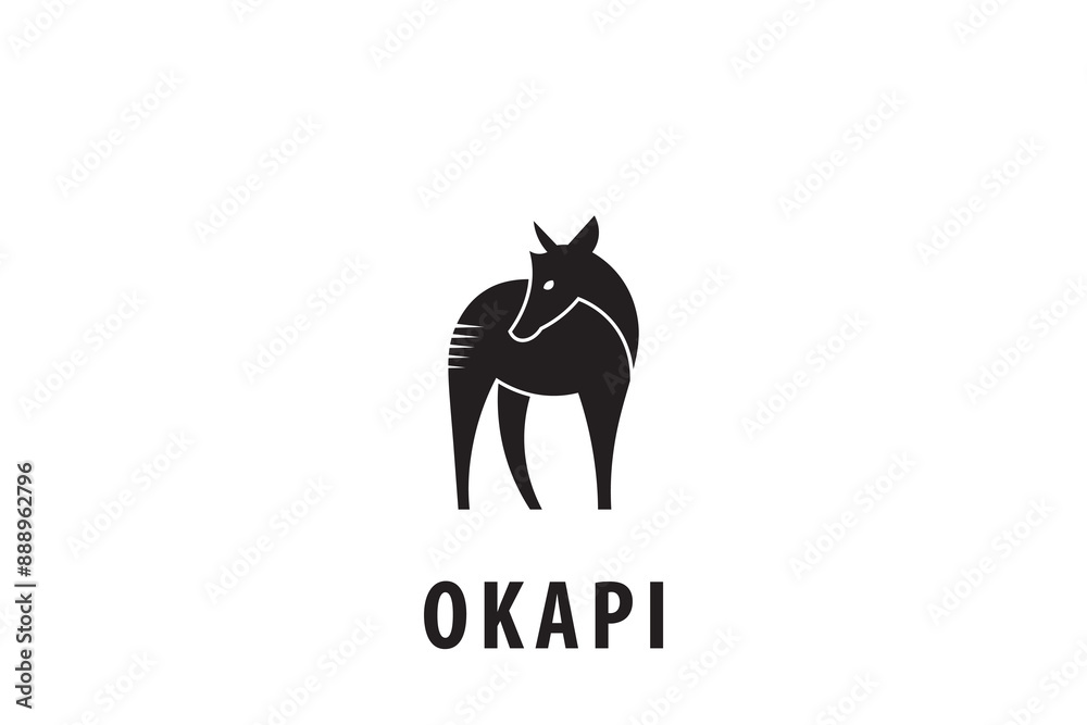 Minimalist okapi logo design, okapi silhouette logo vector, okapi icon design. Minimalist okapi logo design, okapi silhouette logo vector, okapi icon design.