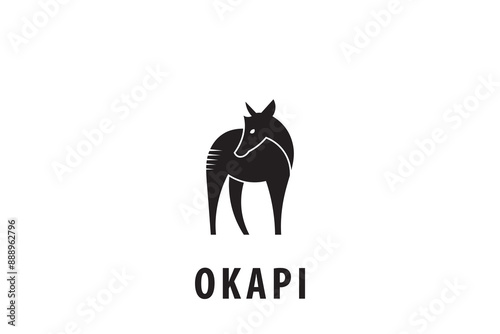 Minimalist okapi logo design, okapi silhouette logo vector, okapi icon design.