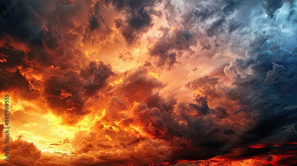 Fototapeta premium The evening sunset Majestic Storm Clouds Tragic gloomy sky