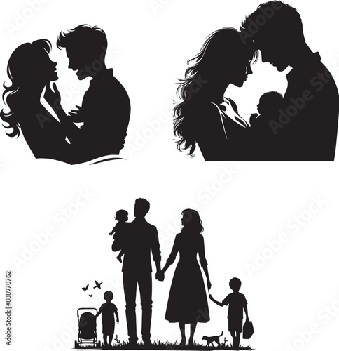 Couples black and white sillhouette 