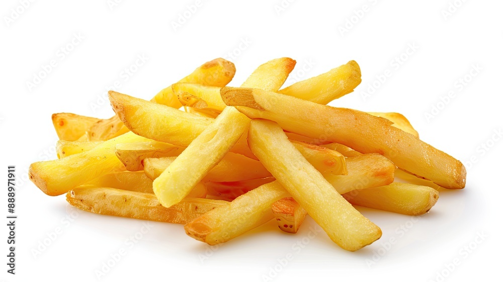 Delicious yellow french fries made from fresh potatoes and fried in sunflower oil Delicious yellow french fries made from fresh potatoes and fried in sunflower oil