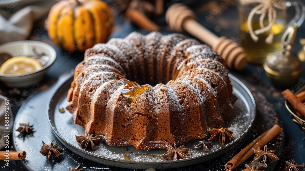 gingerbread cake with honey and ingredients gingerbread cake with honey and ingredients