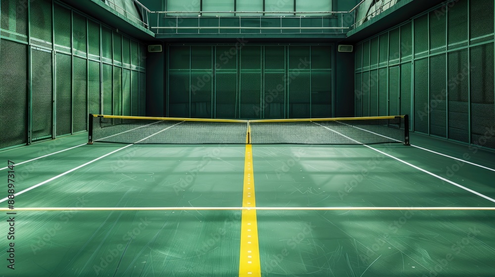 custom made wallpaper toronto digitalElevated Platform Tennis Paddle Ball courts with yellow pickelball lines and net Floor surface is green with white and yellow