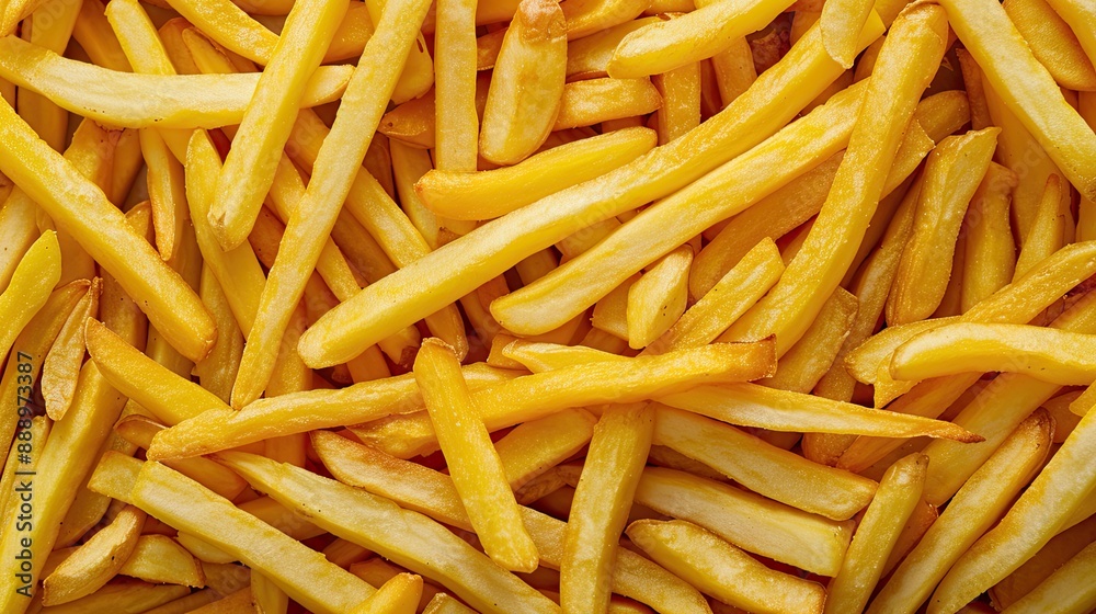 Delicious yellow french fries made from fresh potatoes and fried in sunflower oil Delicious yellow french fries made from fresh potatoes and fried in sunflower oil