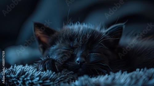 Beautiful sleeping Baby Black Cat photo