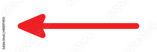 Long arrow. red arrow pointing left side. red large horizontal arrow pointing left. Bold thine horizontal long arrow. Red arrow Vector illustration.