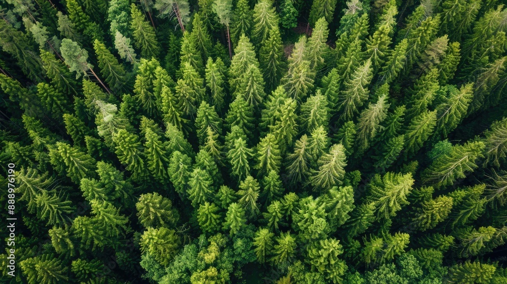A huge area of continuous deforestation of green coniferous forests ...