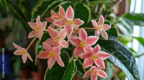 Hoya carnosa krimson queen pink leaves variegated plant photo