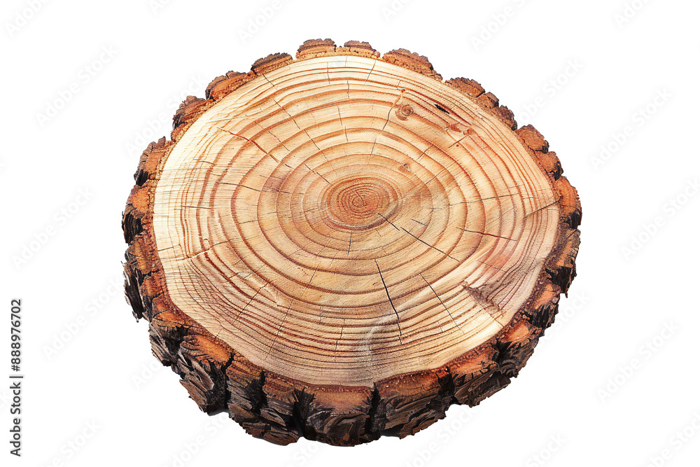 Fototapeta premium Round cut down tree with annual rings on transparent background Generative Ai