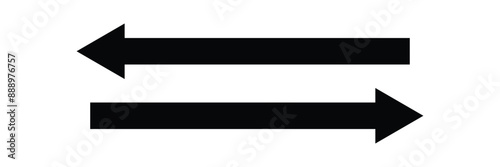 Long arrows icon set. Vector set of trendy long arrows left and right in flat style. Black arrows vector illustration. Icons isolated.
