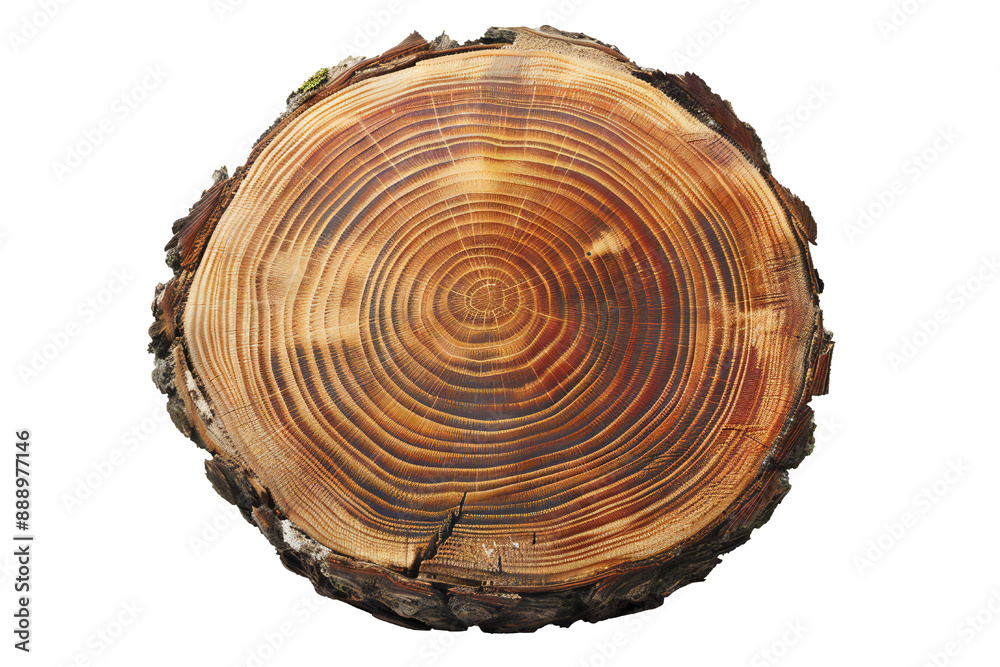 Round cut down tree with annual rings on transparent background Generative Ai Round cut down tree with annual rings on transparent background Generative Ai