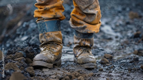 All mining workers are required to wear safety boots while performing their activities photo