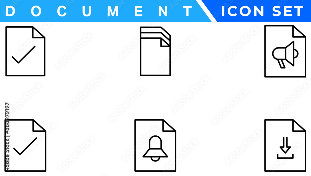Document line icon set. Documents symbol collection. Different documents icons vector illustration Document line icon set. Documents symbol collection. Different documents icons vector illustration