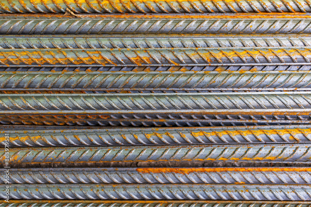bars of steel reinforcement in close-up