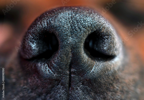 Schilderij op canvas A dogs nose symbolizes loyalty and friendliness, highlighting the pets sensitive