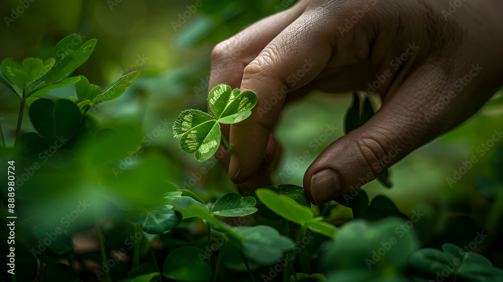 Hand of a man holding a clover leaf, Selective focus nature, Close-up of a man's hand holding a plant in the sunlight, Exotic green clover leave in a man hand palm
Hand of a man holding a clover leaf, Selective focus nature, Close-up of a man's hand holding a plant in the sunlight, Exotic green clover leave in a man hand palm