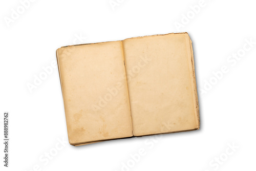 Tableau sur toile Top-down view of an open cookbook with empty pages