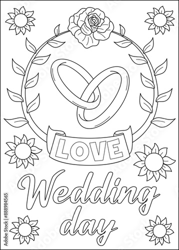 ring love wedding coloring book page