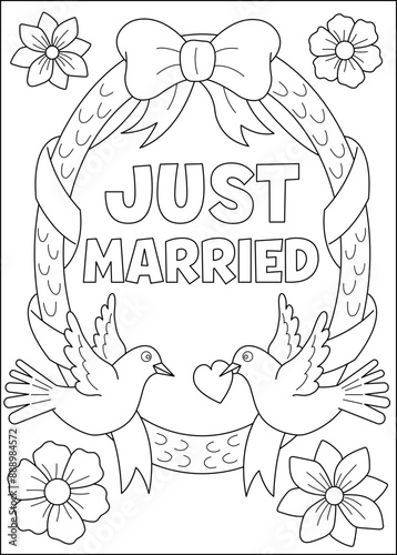 just love wedding coloring book page