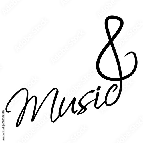 Music Clef Note French Violin Treble Musical Instrument Sound Love Icon Symbol Design	