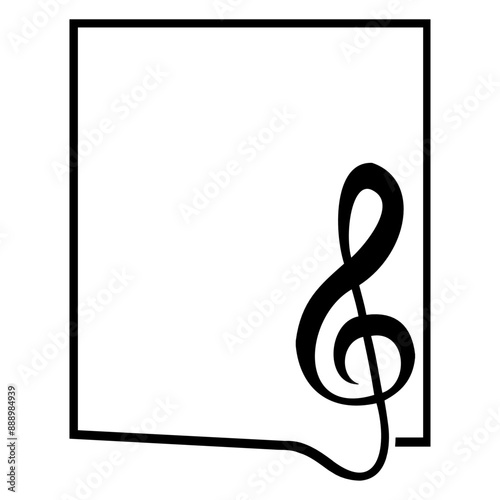 Picture Frame Rectangle Music Clef Note French Violin Treble Musical Instrument Sound Love Icon Symbol Design	