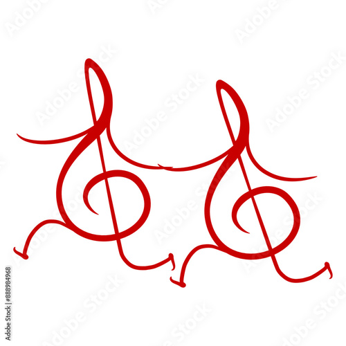 2 Loving Clef Couple Friends Two Music Bass Heart Love Note French Violin Treble Musical Instrument Sound Love Icon Symbol Design	