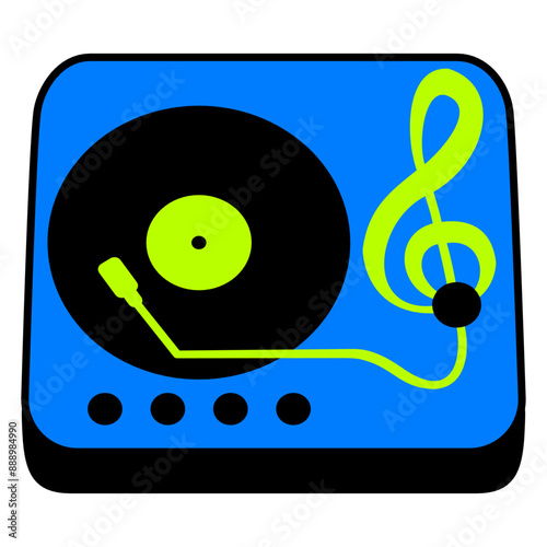 Vinyl Vintage Disco Club Record Plate Player CD DJ Music Clef Note French Violin Treble Musical Instrument Sound Love Icon Symbol Design	