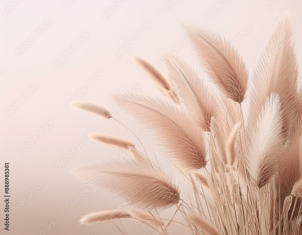 Elegant Minimalism: Dried Bunny Tail Grass Against Neutral Background Elegant Minimalism: Dried Bunny Tail Grass Against Neutral Background