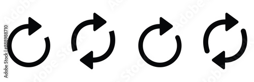 backward, forward, skip and reload, refresh, sync icons set 