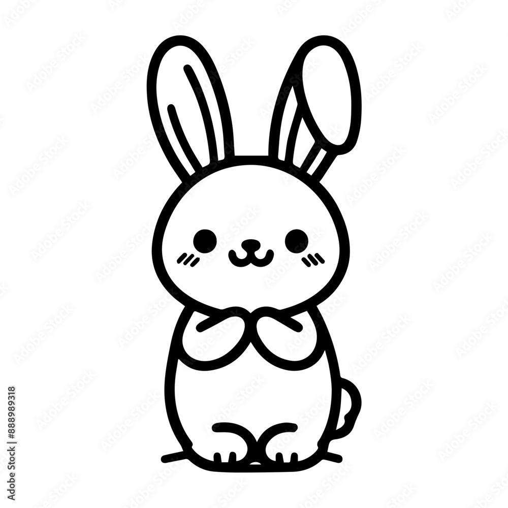 Cute bunny rabbit outline sketch vector illustration.
