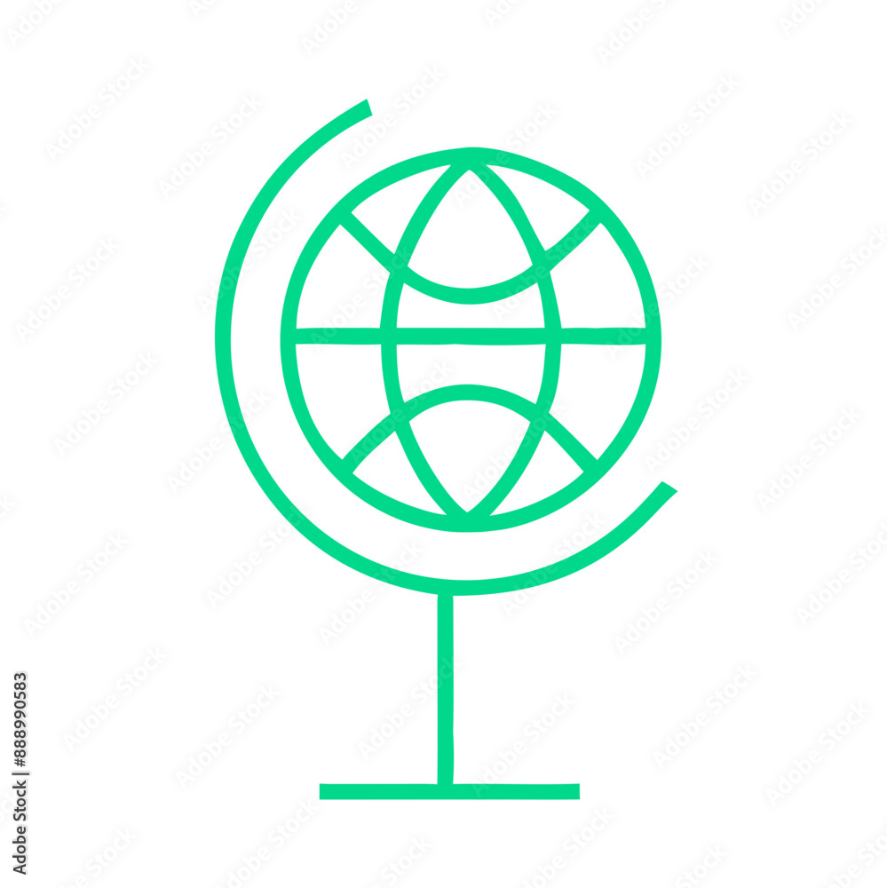 Obraz premium Icon of Earth Globe with Clean Straight Lines and Shapes