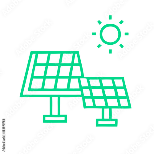 icon of solar-panels with Straight Lines and Shapes