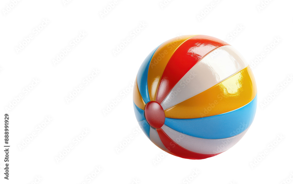 A colorful beach ball with red, white, yellow, and blue stripes A colorful beach ball with red, white, yellow, and blue stripes