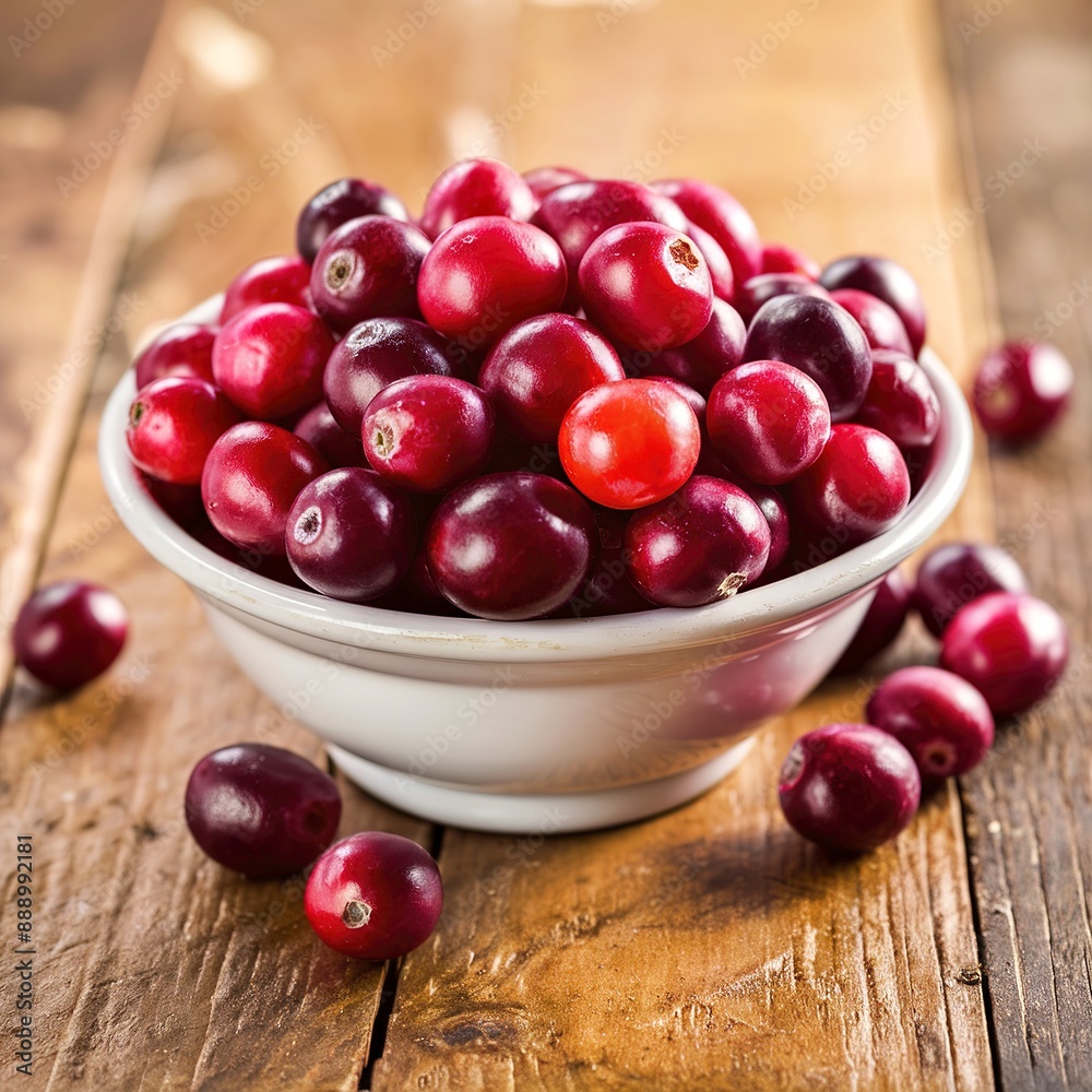 Sweet cranberries close up on wooden table Sweet cranberries close up on wooden table
