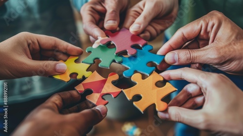hands holding puzzle pieces, cooperation concept