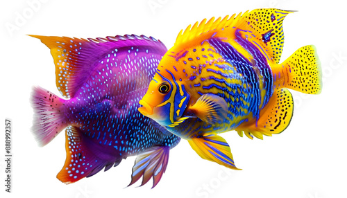A couple of fish cross to each other on transparent background