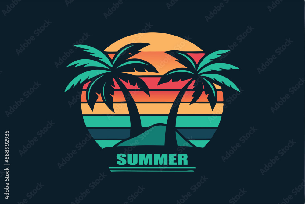 Obraz premium summer vibes with palm tree t-shirt design vector illustration