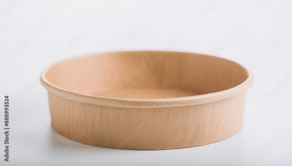 Compostable paper bowl mock-up on white. Container for food. Eco friendly. Disposable tableware Compostable paper bowl mock-up on white. Container for food. Eco friendly. Disposable tableware