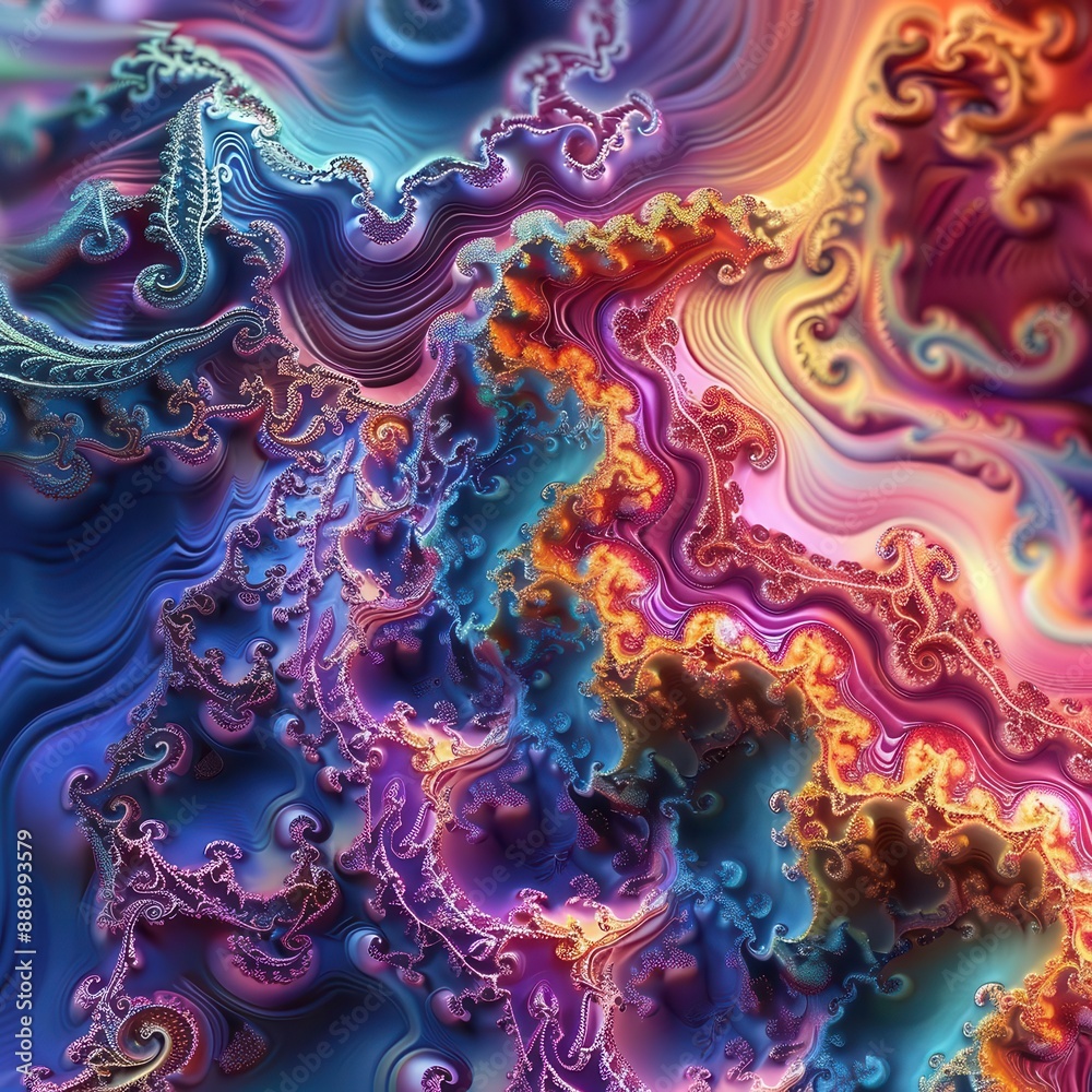 intricate fractal patterns swirling in vibrant hues creating a mesmerizing abstract background with microscopic details and layered textures intricate fractal patterns swirling in vibrant hues creating a mesmerizing abstract background with microscopic details and layered textures