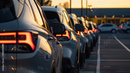 The row of parked cars. photo