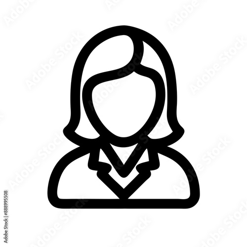 secretary girl icon with a bob hairstyle and blouse