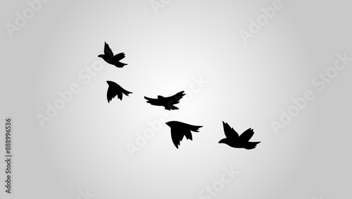 Silhouette of Flying Birds Flock Vector Illustration. Suitable for Wall art, posters, t-shirts, home decor, Greeting cards, wedding invitations, stationery, and apparel